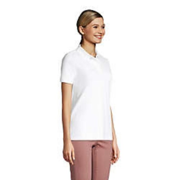 NWT LANDS'‎ END FORM FITTING WOMEN'S MESH POLO SHIRT WHITE MT (MEDIUM TALL) - Picture 3 of 12